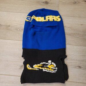 Vtg Polaris Black Blue Yellow Full Winter Ski Riding Knit Mask Snowmobile